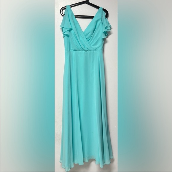 DAVID’s BRIDAL SPA FLUTTER SLEEVE BRIDESMAID DRESS SIZE 6P - Picture 5 of 9
